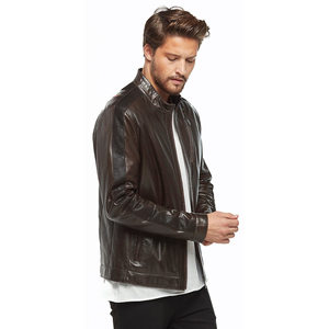 Blouson de motard en cuir PU effet peau de vache pour homme, motif multicolore, manteau d'hiver, fermeture éclair, col montant, respirant, séchage rapide, décontracté - Product Image 2