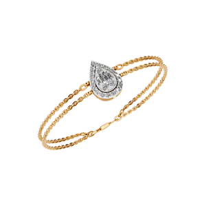 Elegante pulsera de oro rosa sólido para mujer, Baguette de doble fila, diamantes en forma de pera, chapado en oro de 14K y 18K para fiestas de aniversario - Product Image 1