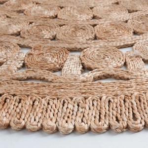 <b>Round</b> <b>Jute</b> Area <b>Rug</b> Geometric Pattern Bohemian Style Flat Weave Living Room Use - Product Image 2