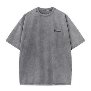 Camiseta Acid Wash para Hombre, 230 GSM, Cuello Redondo, Talla Grande |   Camiseta Vintage Lisa 100% Algodón, Lavado Ácido - Product Image 1