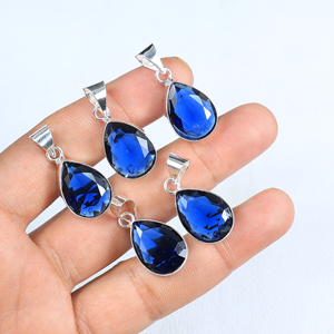 Collar con Colgante de Piedra Preciosa de Topacio Azul en Forma de Lágrima, Chapado en Plata de Ley 925, Joyería Minimalista con Corte de Pera para Uso Diario - Product Image 1