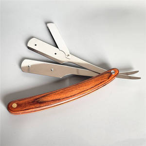 Wood Handle Straight <b>Razor</b> Stainless Steel Blade Single Blade For Face Shaving Smooth & Comfortable Professional - Product Image 5