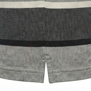 Polo à manches courtes rayé pour homme, tricoté, coupe classique, gris et noir, motif imprimé - Product Image 5