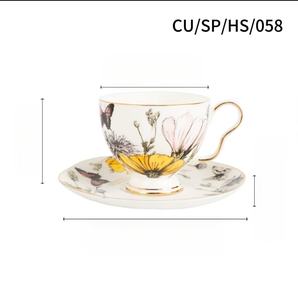 Deluxe British Floral Pattern Bone China <b>Tea</b>-<b>for</b>-<b>one</b> <b>Set</b>/Available in Yellow and Blue Color Coffee cup - Product Image 3