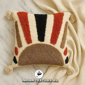 ปลอกหมอนอิงผ้าฝ้ายอินเดียทำมือสุดหรู ปลอกหมอนสำหรับใช้ในบ้าน เป็นมิตรกับสิ่งแวดล้อม รับผลิตตามสั่ง ขายส่ง - Product Image 1