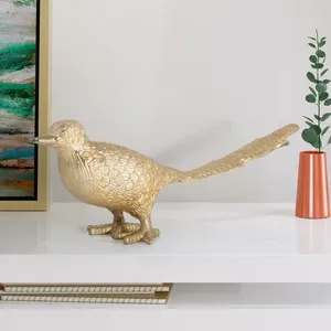 Sculpture d'oiseau faisan en métal finition or faite à la main pour la décoration de table, salon, bureau et hôtel - Product Image 1