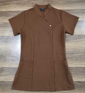 Women's Beauty Spa Nail Hairdressing Salon <b>Scrub</b> <b>Sets</b> Spandex/Polyester Knitted Seamless Fusing Short Sleeve Beautician Tunic - Product Image 2