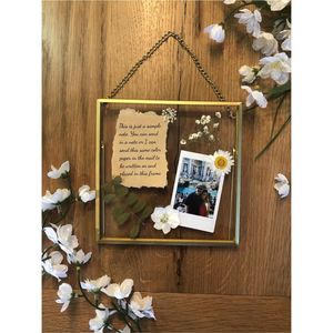 Luxury Gold Metal Floating Photo Frame Double Glass Wall Hanging Display for Pressed Flowers <b>Keepsakes</b> Home <b>Wedding</b> Decor Frame - Product Image 1