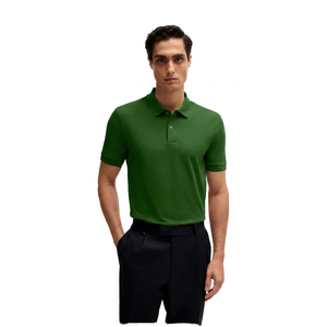Polo de Punto para Hombre, Color Sólido, Manga Corta, Transpirable, Estilo Casual, Corte Regular, Tela de Algodón Roja - Product Image 3