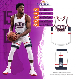 ชุดบาสเก็ตบอล BASKETMAN Rexfit Sports แบบสั่งทำพิเศษ ลายพิมพ์แบบ Sublimated เสื้อแขนกุดสำหรับผู้ชาย ใส่ได้ทุกฤดู ระบายอากาศได้ดี ผลิตจากโพลีเอสเตอร์ - Product Image 1