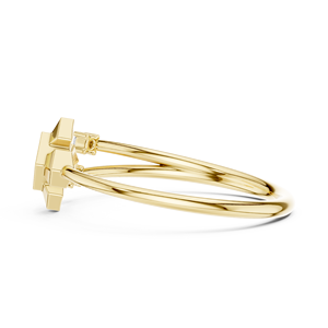 Anillo Abierto de Moda en Oro Amarillo Sólido de 14k para Mujer, Anillo Minimalista con Diamantes, Corte Brillante Redondo, Piedras Cultivadas en Laboratorio, para Uso Diario - Product Image 2