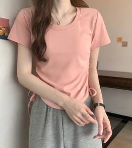 Camiseta Deportiva de Manga Corta para Mujer, Corte Ajustado, 100% Algodón, Secado Rápido, Antiarrugas, Antipilling, para Todas las Temporadas - Product Image 6