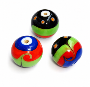 Perles en verre soufflé rondes multicolores faites à la main par des artisans, perles en verre artisanales de qualité supérieure pour la fabrication de bijoux, la décoration artisanale - Product Image 1