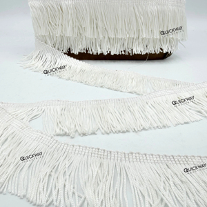 Ribete de Flecos de Cadena de Poliéster Blanco, Borla de Encaje para Prendas y Manualidades - Product Image 1
