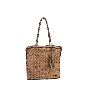 Aprovecha el día con absoluta confianza con este llamativo bolso de hilo natural, diseñado con una correa trenzada y bordes oscuros. - Product Image 5