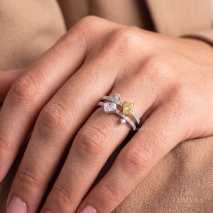 Wholesale Radiant Cut Yellow Lab Grown Diamond <b>Ring</b> Set White Diamond <b>Stacking</b> Bridal Wedding <b>Rings</b> - Product Image 5