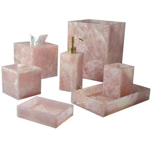 Ensemble d'accessoires de salle de bain en résine design, 6 pièces, décoration de salle de bain moderne avec porte-brosse à dents - Product Image 2