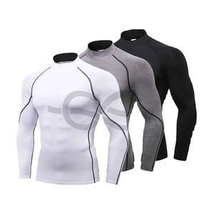 Men's <b>Mock</b> Turtleneck Long Sleeve Compression Workout Shirt Moisture Wicking Fit Athletic <b>Top</b> Size XL - Product Image 1