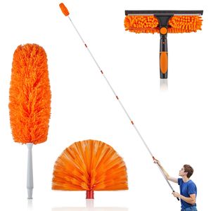 Kit de dépoussiérage 4-en-1 avec manche de 9 m et têtes en microfibre pour le nettoyage domestique - Product Image 1