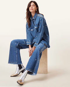 กางเกงยีนส์เดนิมสไตล์สตรีทสำหรับผู้หญิง รับทำโลโก้ OEM คอลเลคชั่นทุกฤดูกาล คุณภาพสูง - Product Image 6