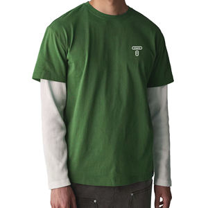 Camisetas Personalizadas Profesionales de Algodón con Serigrafía Térmica de Manga Larga Doble, Camisetas Cortas para Hombre - Product Image 1