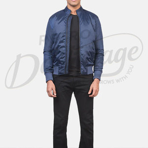 Blouson Bomber Homme Bleu Marine Personnalisé Coupe Slim Coupe-Vent Léger Softshell Zippé Décontracté Extérieur Style Aviateur - Product Image 4