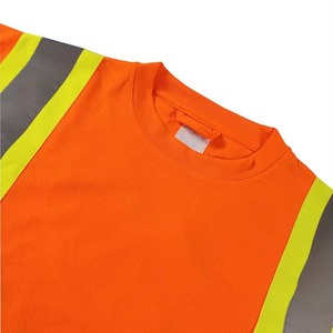 Camisa de Trabajo de Alta Visibilidad Color Naranja para Hombre, Estilo Chaleco de Poliéster con Franjas Reflectantes y Bolsillo en el Pecho - Product Image 4