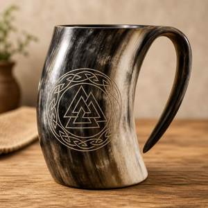 Taza de cuerno natural rústica hecha a mano de alta calidad, taza de cerveza vikinga, taza para beber estilo medieval para cerveza, hidromiel, café a los precios más bajos - Product Image 6