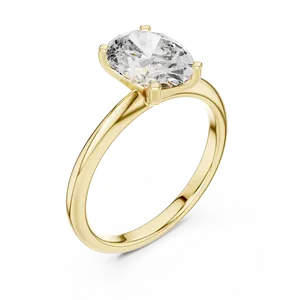 Elegante Anillo de Compromiso con Diamante Ovalado Cultivado en Laboratorio de 2 Quilates, Solitario de Cuatro Puntas con Delicado Tallo, Joyería de Oro Personalizada - Product Image 4