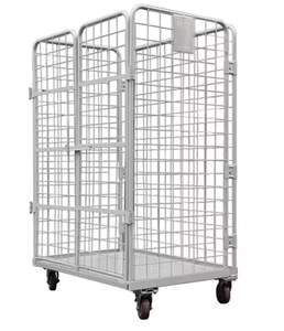 Steel Wire Mesh Roll Cart 500L Capacity Lockable Security Cage <b>Trolley</b> with 5 Inch Wheels Assembled Powder Coated - Product Image 1