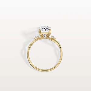 แหวนเพชรทรงรัศมี 14K ทองคำแท้ เพชรเลี้ยงในห้องปฏิบัติการ แหวนหมั้นแบบลอยตัว แหวนแต่งงานแบบแยกส่วนสำหรับผู้หญิง - Product Image 3