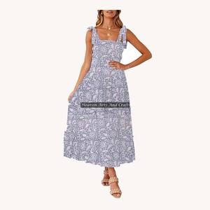 Vestido de Noche sin Mangas para Mujer 2026, Estampado a Bloques, Estilo Bohemio Gitano, Algodón, Moda India y Pakistaní, ¡Gran Venta! - Product Image 5