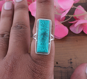 925 Sterling <b>Silver</b> Turquoise Classic Party <b>Ring</b> Wholesale Natural Gemstone <b>Statement</b> <b>Rings</b> - Product Image 3