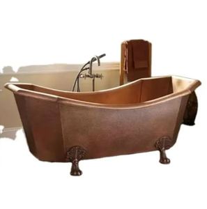 Bañera de cobre antigua con diseño de patas de tigre martilladas de color antiguo, bañera doble de cobre con patas de tigre. - Product Image 4