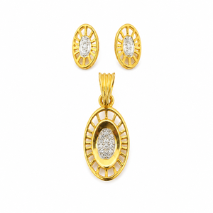 Namivaa Vmg337 Or jaune 18 carats, serti clos, ovale, ornementé, ornementé de pierres de laboratoire, poli miroir, bijoux fins, cadeau, pour occasions spéciales - Product Image 2