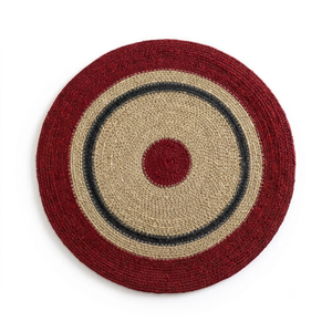 Posavasos de hierba marina tejidos a mano, redondos, con patrón de círculos concéntricos, coloridos, para servir té y café, y como tapetes y almohadillas decorativas. - Product Image 5