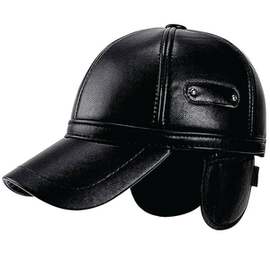 High Quality Winter Vintage Genuine Leather <b>Baseball</b> <b>Cap</b> Men Sporty Dobby Earflap Waterproof Embossed Metal Buckle Closure - Product Image 5
