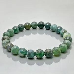 Natural Moss Agate 8mm Smooth Round AA Grade Gemstone Beads <b>Stretch</b> <b>Bracelet</b> Healing Jewelry Wholesale - Product Image 2