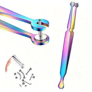 Pince manuelle en acier inoxydable pour piercing, kit d'instruments pour le piercing du nez, des oreilles et des lèvres - Product Image 2