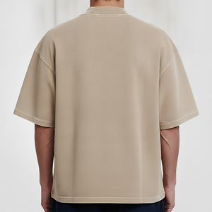 Men's Custom Eco-Friendly Heavyweight Short Sleeve Gym <b>T</b>-<b>Shirt</b> High Visibility Polyester/Cotton Oversized <b>Long</b> <b>Length</b> Front Logo - Product Image 3