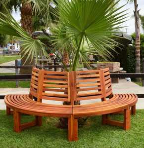 Banco de Madera Moderno para Jardín, Parque o Patio, Banco Circular de Madera Sólida, Muebles de Exterior - Product Image 1