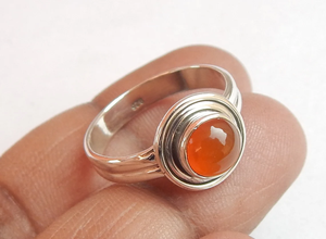 แหวนมิดิประดับพลอยคาร์เนเลียน เงินแท้ 925 แหวนทำมือ สไตล์โบโฮ - Product Image 2