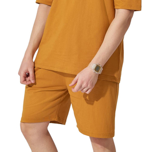 Mens Casual Terry <b>Twin</b> <b>Set</b> Custom Two-Piece Summer Short Solid Front Premium Quality 100% Cotton Quick Dry - Product Image 3