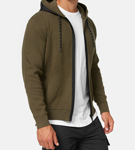 Sweat à capuche zippé oversize pour homme, en coton épais doublé polaire, respirant, délavé à l'acide, 320g, mode streetwear hiver, chaud et doux - Product Image 3