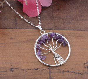 Collier Arbre de Vie en Peridot Brut Naturel Serti en Bezel, Enroulé sur Fil, Argent Sterling 925, Bijou Vintage de Guérison Unisexe - Product Image 5