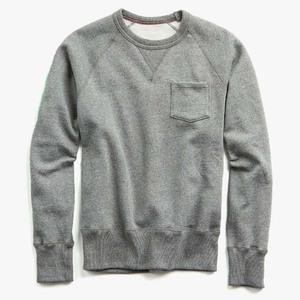 Suéter de Punto para Hombre, Cuello Redondo, Manga Raglán, Color Gris, con Bolsillo, Corte Regular, Color Sólido, Informal, para Otoño - Product Image 1