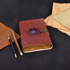 <b>A5</b> Vintage Embossed Magic Circle <b>Diary</b> Notebook 100 Pages Lock Journal Leather Look Gemstone Design Premium Durable Dairy Gift - Product Image 5