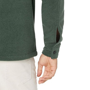 Veste en polaire beige pour homme avec bordure noire, col montant, fermeture éclair, respirante, 100% laine, décontractée, hiver - Product Image 1