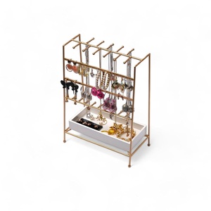 Support à bijoux élégant avec rotation à 360 degrés, tiges de rangement verticales, organisateur de colliers et bracelets, base de présentation compacte pour coiffeuse - Product Image 6