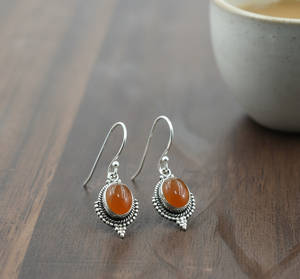 925 Sterling Silver Carnelian <b>Dangle</b> <b>Earrings</b> Vintage Boho Handmade Women Jewelry Rose <b>Gold</b> Yellow <b>Gold</b> Plated Gift For Women UK - Product Image 6